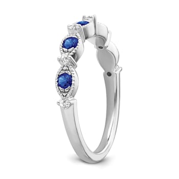 Sterling Silver Diamond and Sapphire Ring 0.10ctw
