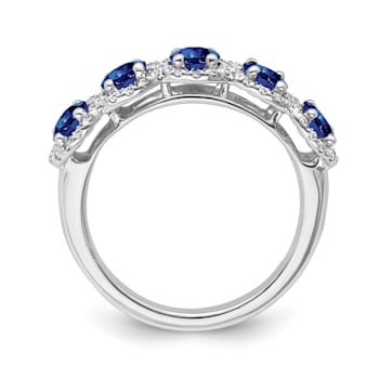 Sterling Silver Diamond 0.33Ctw and Sapphire Ring