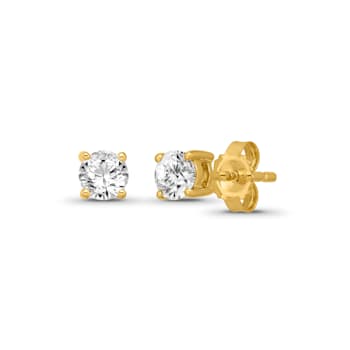 Diamond 0.50ctw Round , 14k Yellow Gold Earrings