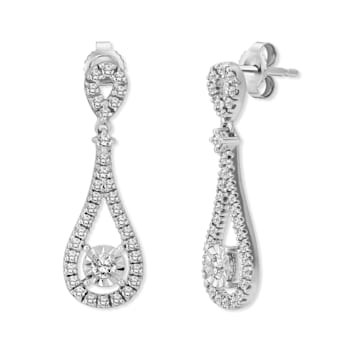 Diamond 0.75Ctw 10k White Gold Earrings