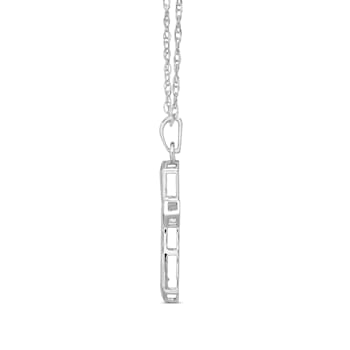 Diamond 0.33Ctw 10k White Gold Cross Pendant With Chain