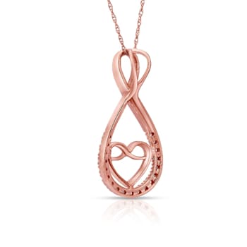 Diamond 0.20Ctw 10k Rose Gold Heart Pendant With Chain
