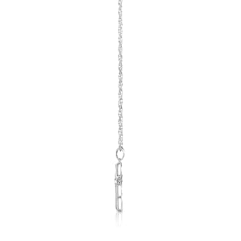 Diamond 0.12Ctw Sterling Silver Cross Pendant With Chain