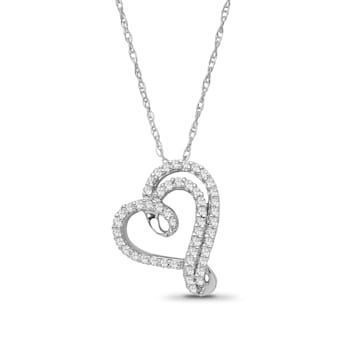 Diamond 0.25Ctw Sterling Silver Heart Pendant With Chain