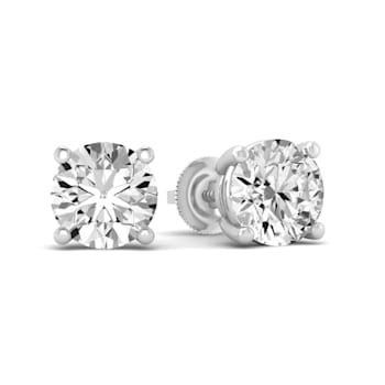 14K White Gold Round Lab Grown Diamond Earrings 1.00ctw