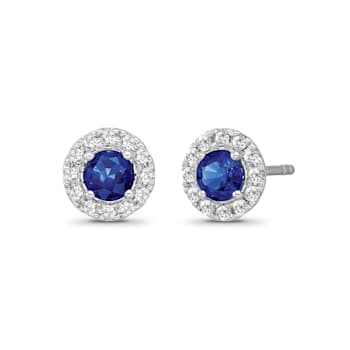 Diamond 0.25Ctw and Blue sapphire Sterling Silver Earring