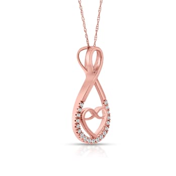 Diamond 0.20Ctw 10k Rose Gold Heart Pendant With Chain