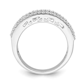 Sterling Silver Diamond and Sapphire Ring 0.75ctw