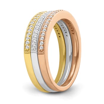 10K Tri-color Gold Diamond Ring 0.33Ctw