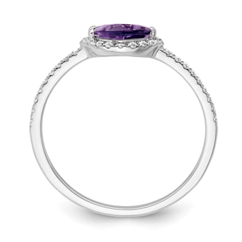 Sterling Silver Diamond and Amethyst Ring 0.16ctw