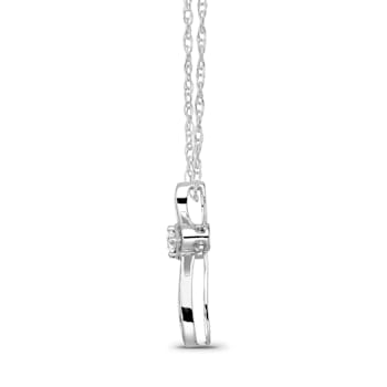 Diamond 0.25Ctw 10k White Gold Cross Pendant With Chain