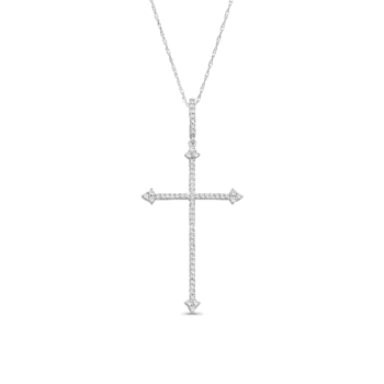 Diamond 0.33Ctw 10k White Gold Cross Pendant With Chain