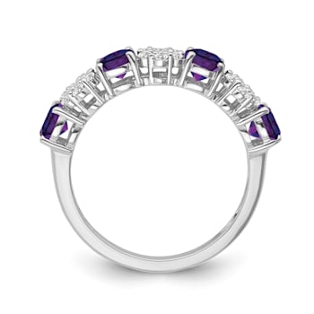 Sterling Silver Diamond 0.25Ctw and Amethyst Ring