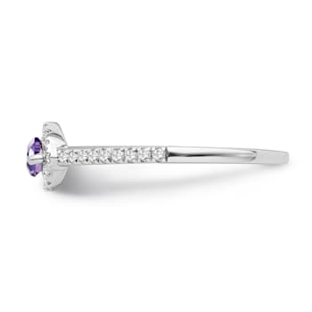 Sterling Silver Diamond and Amethyst Ring 0.16ctw