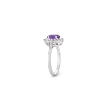 Sterling Silver Diamond and Amethyst Ring 0.33ctw