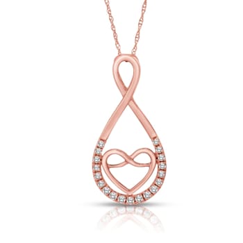 Diamond 0.20Ctw 10k Rose Gold Heart Pendant With Chain