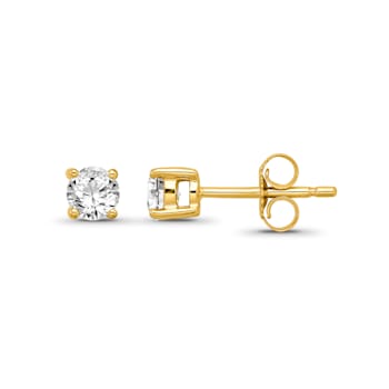 Diamond 0.50ctw Round , 14k Yellow Gold Earrings