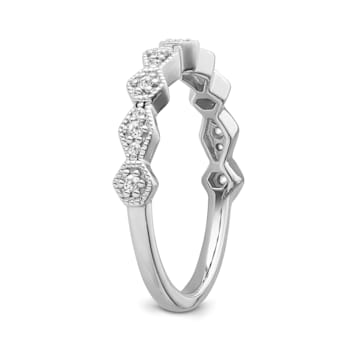 10K White Gold Diamond Ring 0.12Ctw