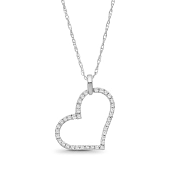 Diamond 0.16Ctw Sterling Silver Heart Pendant With Chain