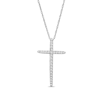 Diamond 0.20Ctw Sterling Silver Cross Pendant With Chain