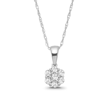 Diamond 0.20Ctw 10k White Gold Pendant With Chain