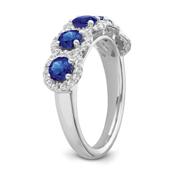 Sterling Silver Diamond 0.33Ctw and Sapphire Ring