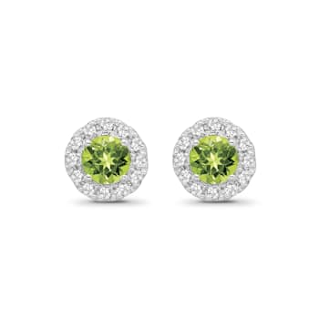 Diamond 0.25Ctw and Peridot Sterling Silver Earring