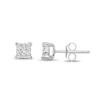 Diamond 0.25Ctw 10k White Gold Earrings