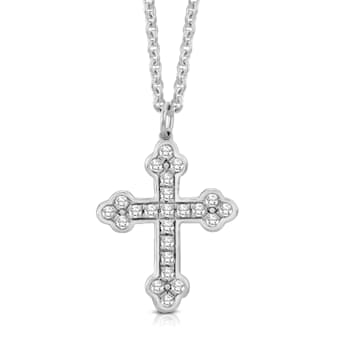 Diamond 0.25Ctw Sterling Silver Cross Pendant With Chain