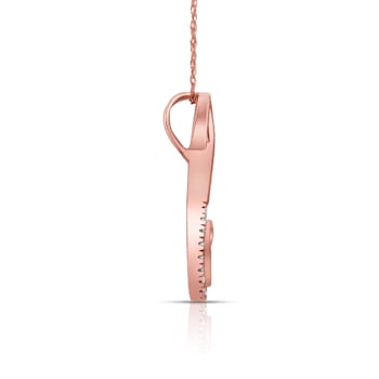 Diamond 0.20Ctw 10k Rose Gold Heart Pendant With Chain