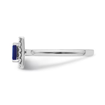 Sterling Silver Diamond 0.12Ctw and Sapphire Ring