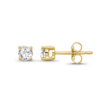 Diamond 0.50ctw Round , 14k Yellow Gold Earrings