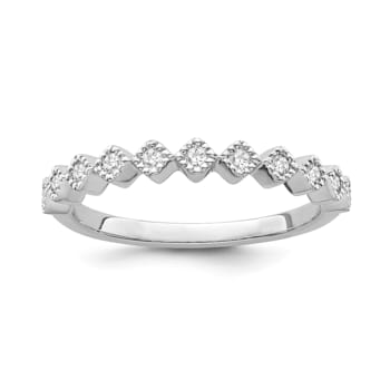 10K White Gold Diamond Ring 0.12Ctw