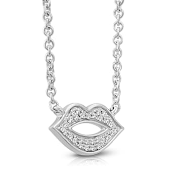 Diamond 0.10Ctw Sterling Silver Pendant With Chain