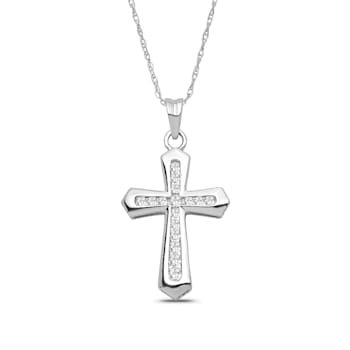 Diamond 0.33Ctw 10k White Gold Cross Pendant With Chain