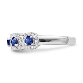 Sterling Silver Diamond and Sapphire Ring 0.75ctw