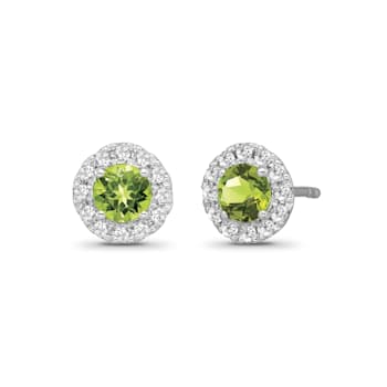 Diamond 0.25Ctw and Peridot Sterling Silver Earring
