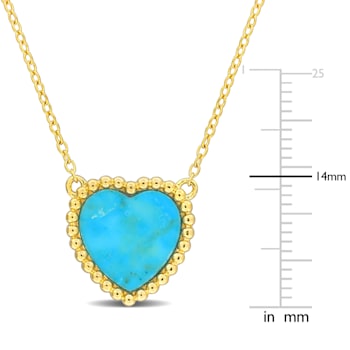 5 CT TGW Created Turquoise Necklace with Beaded Halo in Yellow Plated
Sterling Silver