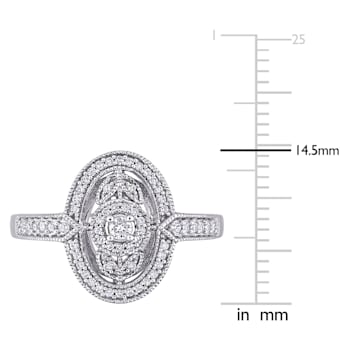 1/4 CT TW Diamond Vintage Oval Shaped Halo Ring in Sterling Silver