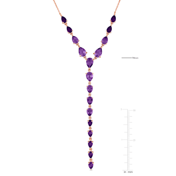 9 1/2 CT TGW Amethyst Lariat Necklace in Sterling Silver