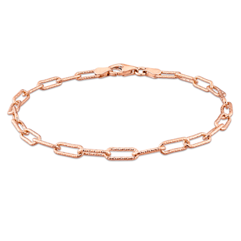 3.5MM Fancy Paperclip Chain Bracelet in 18K Rose Gold Over Sterling Silver