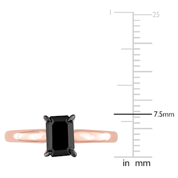 1 ct Black Diamond Solitaire Engagement Ring in 14K Rose Gold