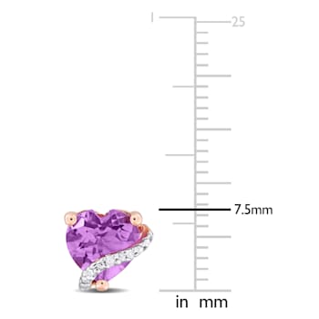 1 1/10 CT TGW Amethyst and Diamond Accent Heart Stud Earrings in Rose
Plated Silver