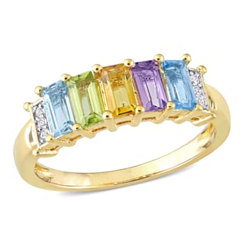 1 1/4 CTW Multi-Gemstone Ring in Yellow Plated Sterling Silver