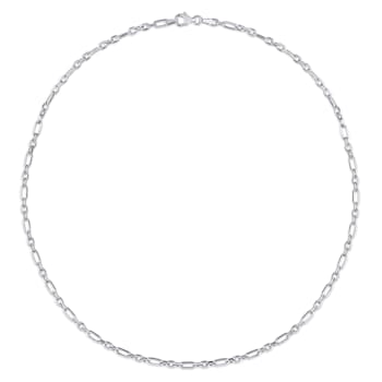 3MM Diamond Cut Figaro Chain Necklace in Sterling Silver
