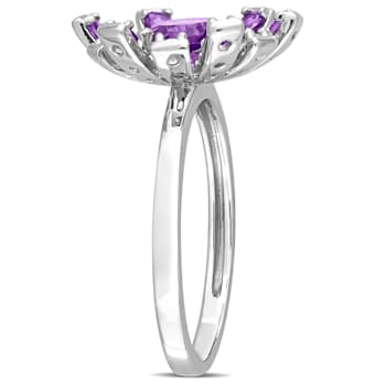 1 3/8 CT TGW African-Amethyst and Topaz Starbust Cocktail Ring in
Sterling Silver