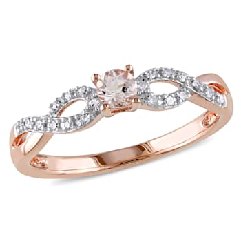 1/6 CT TGW Morganite and 1/10 CT TW Diamond Infinity Ring in 18K Rose
Gold Over Sterling Silver