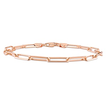 5MM Polished Paperclip Chain Bracelet in 18K Rose Gold Over Sterling Silver