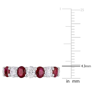 4/5 CT TGW Ruby and 1/2 CT TW Diamond Semi-Eternity Ring in 14K White Gold