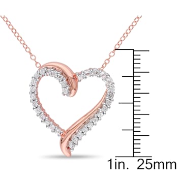 3/4 CT TGW Created White Sapphire Crossover Heart Pendant with Chain in
Rose Plated Sterling Silver